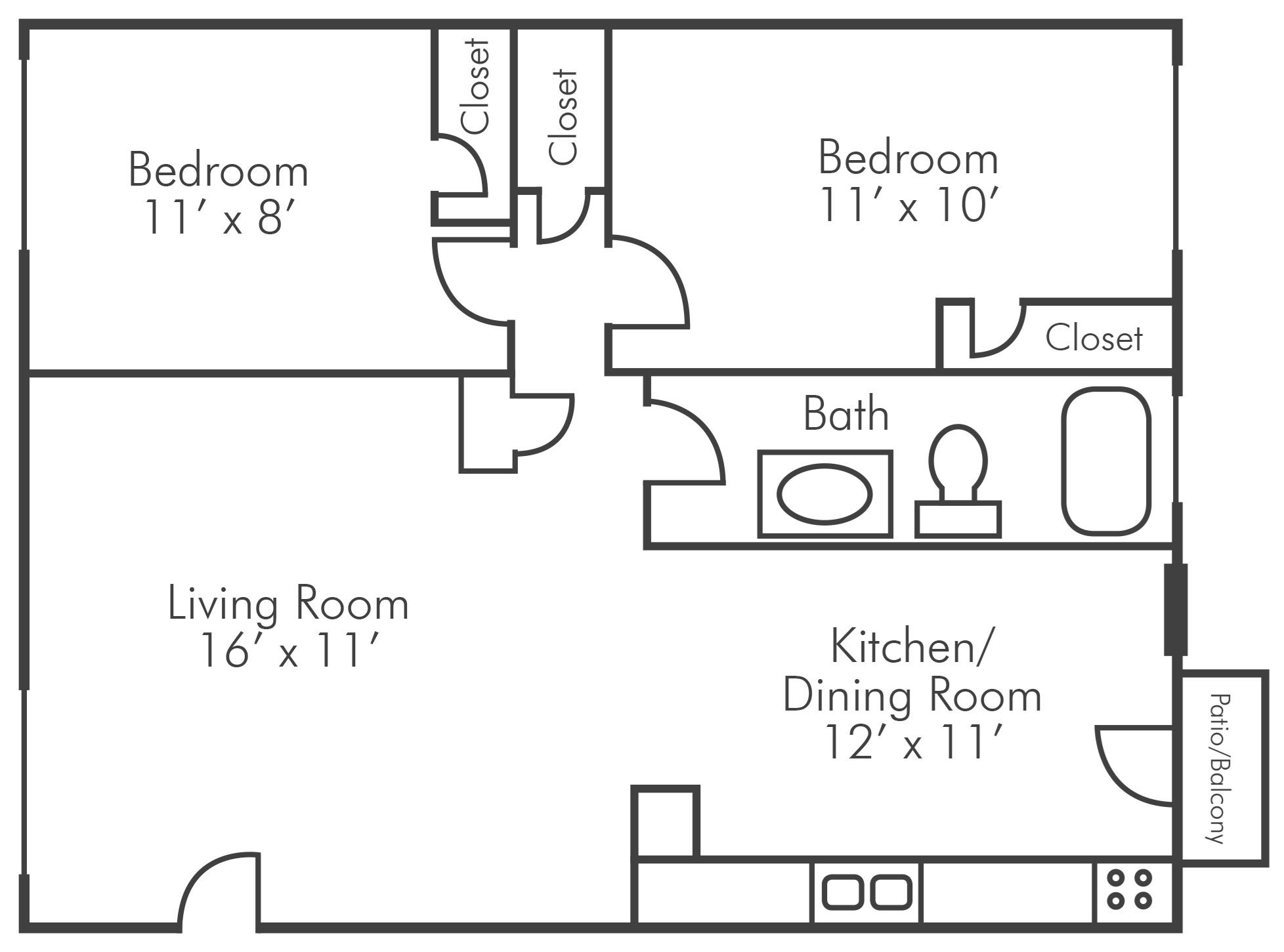 2 Bedroom 1 Bath 2 Bedroom 1 Bath